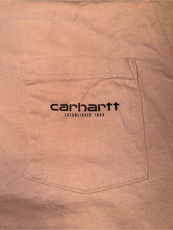 Carhartt Tops - Carhartt Pocket Tee in Pale Pink with Black Logo